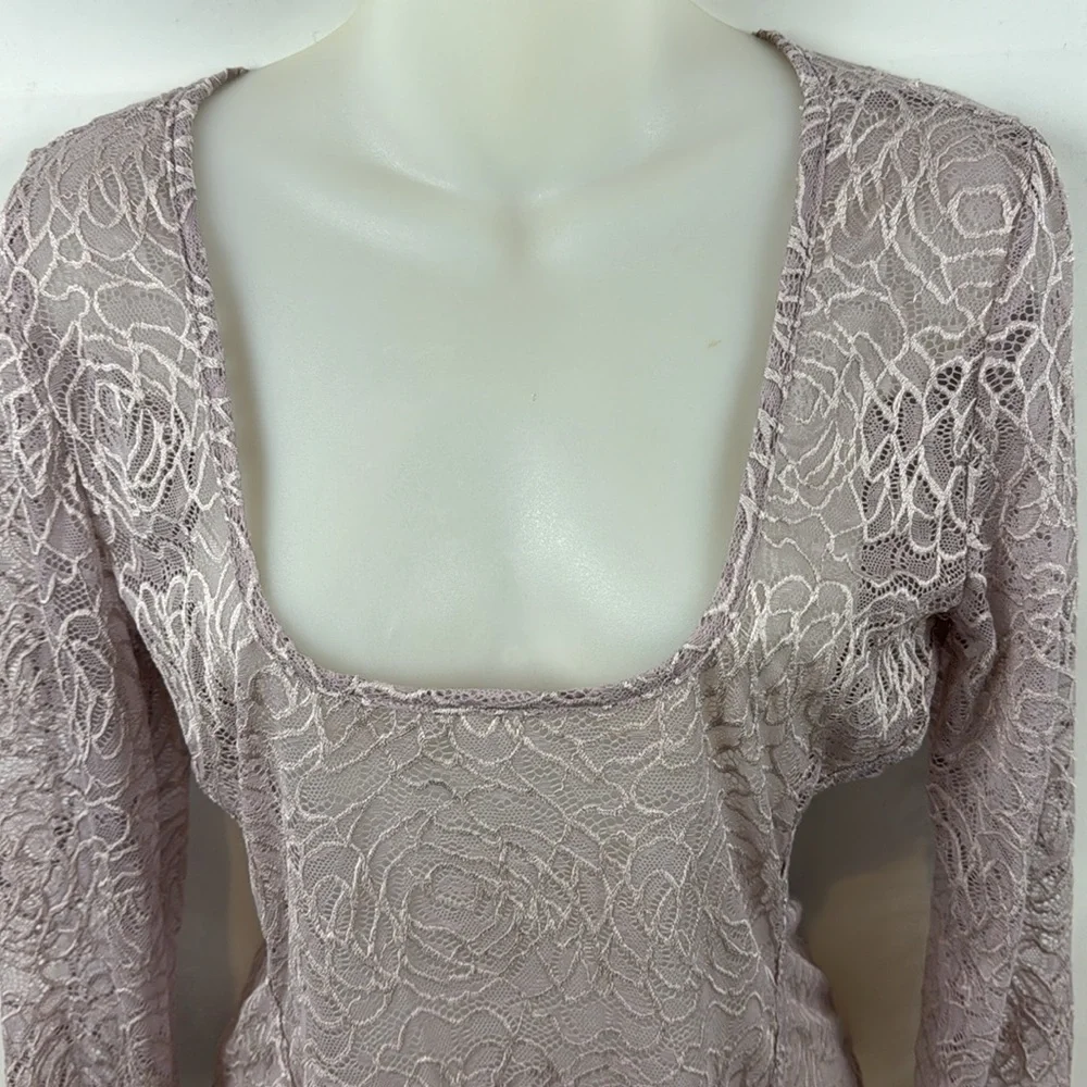 Free People Intimately in My‎ Head Sheer Lace Lilac Purple Bodysuit Size M - NEW